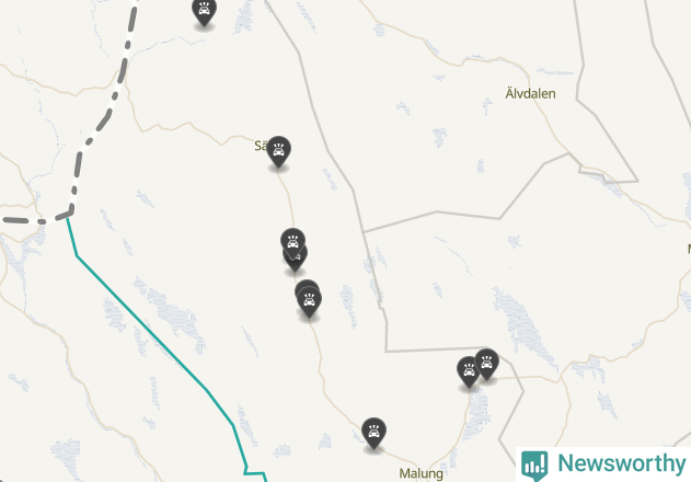 Karta över viltolyckor i Malung-Sälens kommun