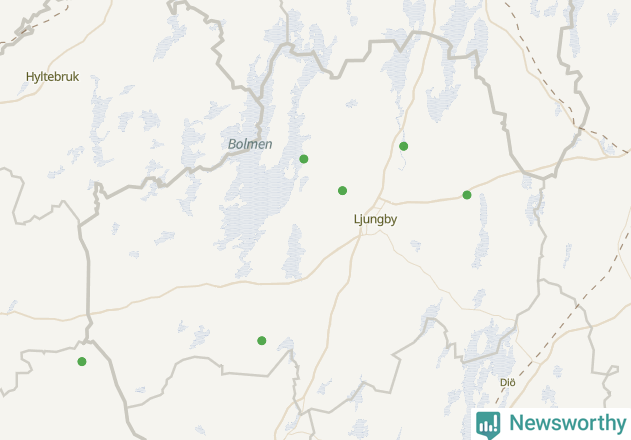 Karta över Ljungby kommun