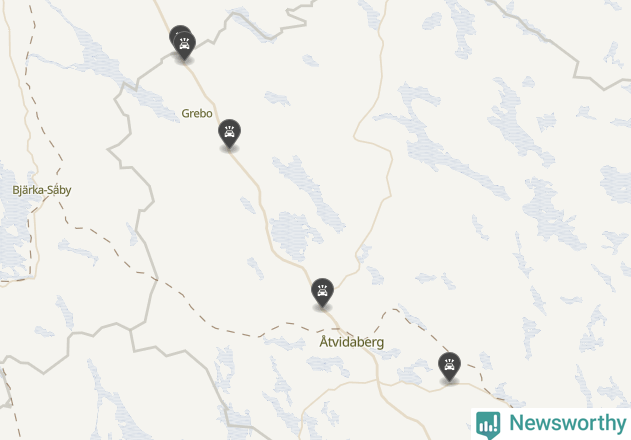 Karta över viltolyckor i Åtvidabergs kommun