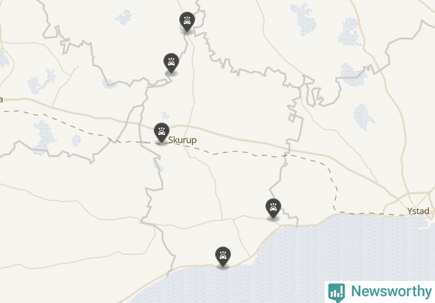 Karta över viltolyckor i Skurups kommun