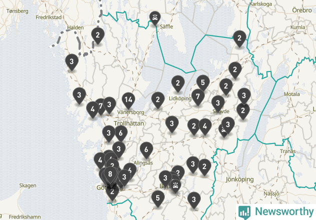 Karta över Västra Götalands län