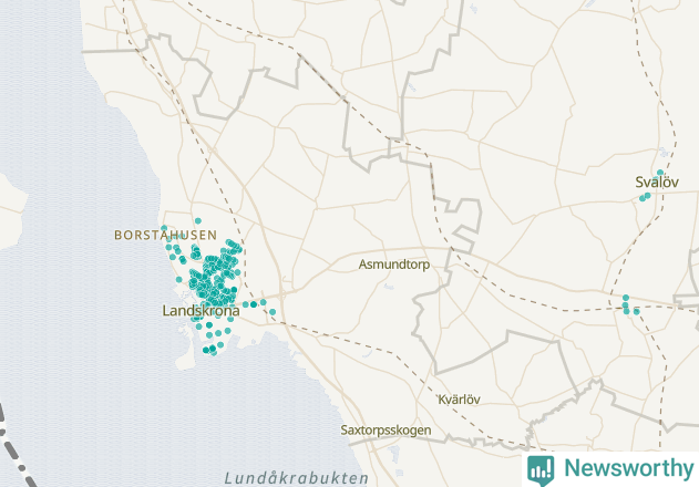 Karta över Landskrona kommun