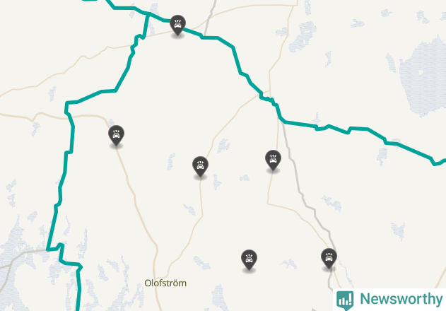 Karta över viltolyckor i Olofströms kommun