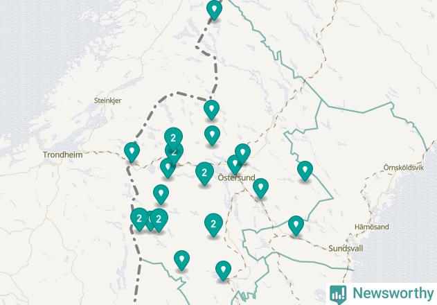 Karta över Bergs kommun