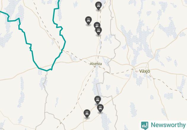 Karta över viltolyckor i Alvesta kommun