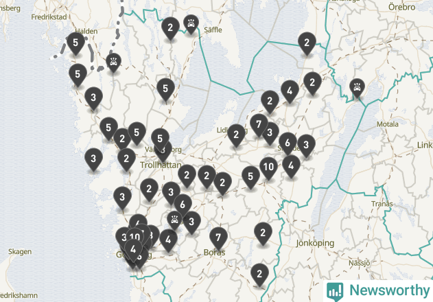 Karta över Västra Götalands län