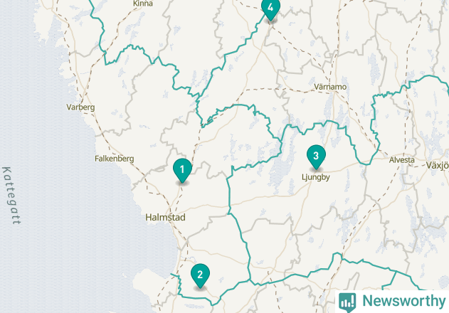 Karta över Halmstads kommun