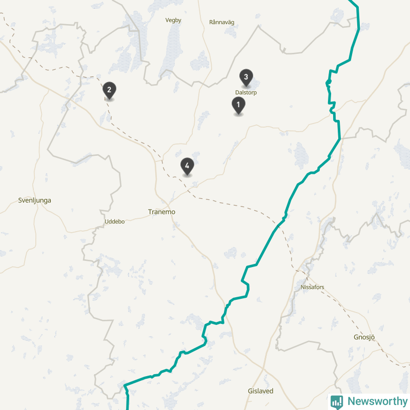 Karta över Tranemo kommun