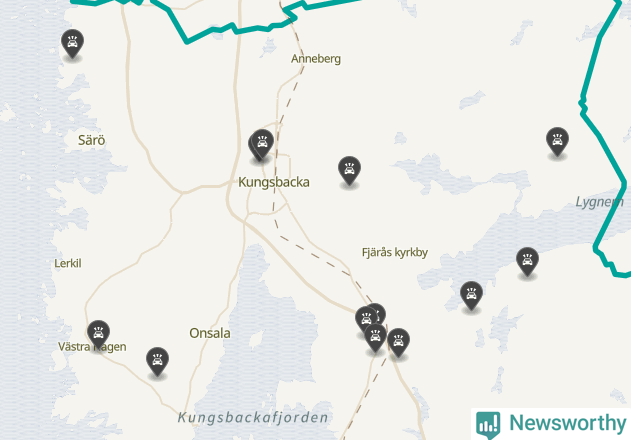 Karta över viltolyckor i Kungsbacka kommun