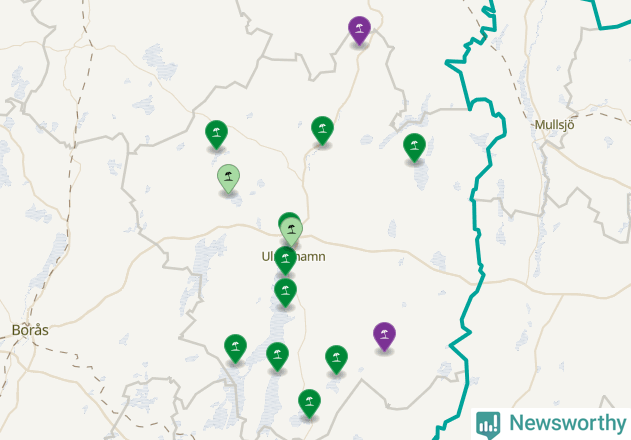 Karta över Ulricehamns kommun