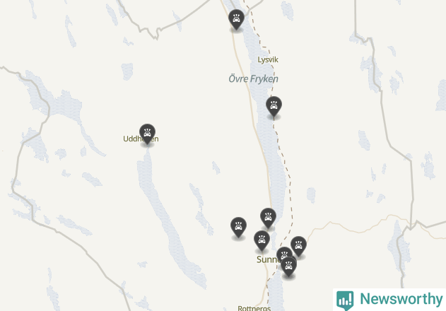 Karta över viltolyckor i Sunne kommun