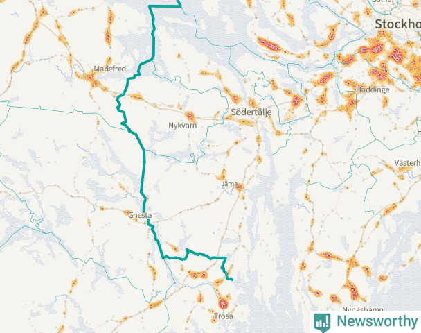 Karta över Södertälje kommun