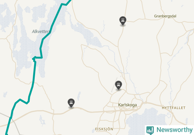 Karta över viltolyckor i Karlskoga kommun