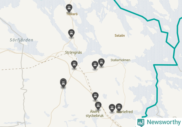 Karta över viltolyckor i Strängnäs kommun