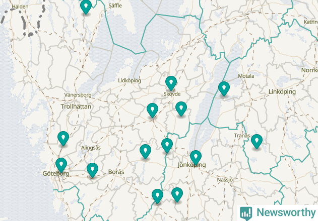 Karta över Tidaholms kommun