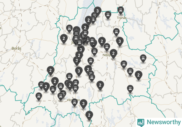 Karta över Jönköpings län