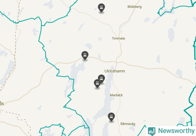 Karta över viltolyckor i Ulricehamns kommun