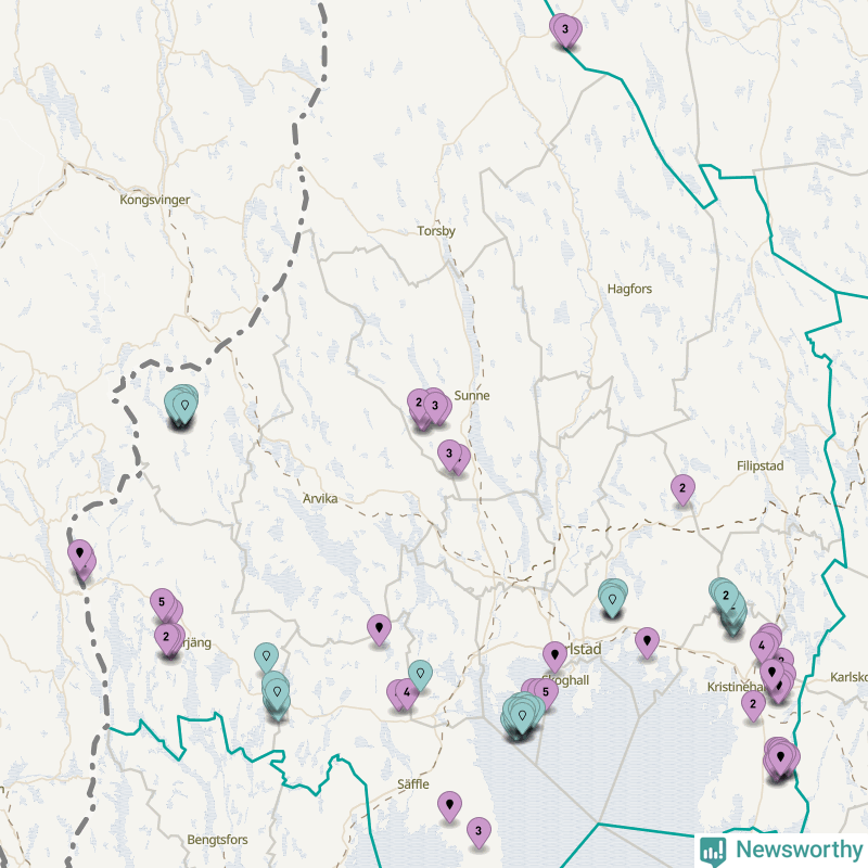 Karta över vindkraftverk i Värmlands län