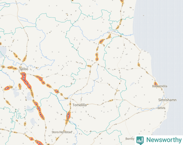 Karta över Tomelilla kommun