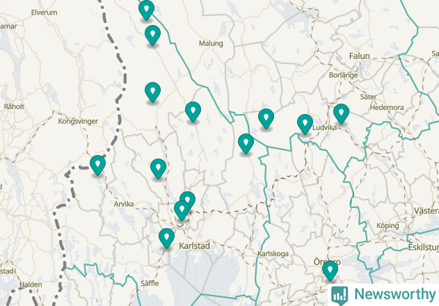 Karta över Storfors kommun