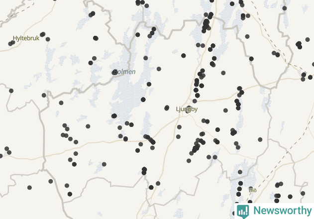 Karta över Ljungby kommun