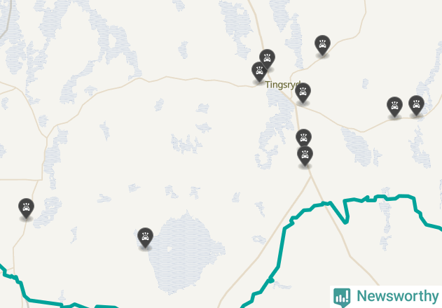 Karta över viltolyckor i Tingsryds kommun