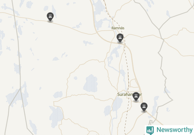 Karta över viltolyckor i Surahammars kommun