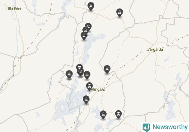 Karta över viltolyckor i Alingsås kommun