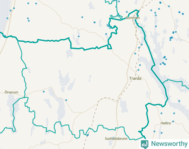 Karta över Tranås kommun