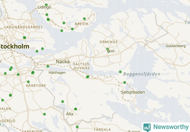 Karta över Nacka kommun