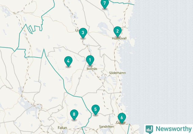 Karta över Söderhamns kommun