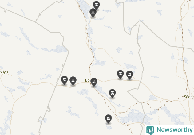 Karta över viltolyckor i Bollnäs kommun