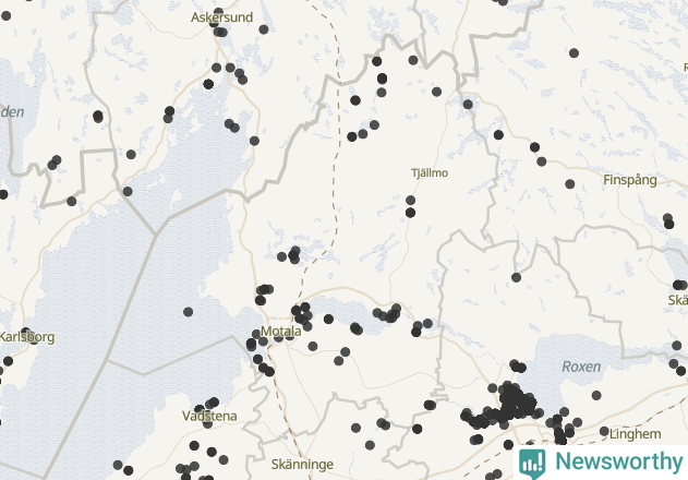 Karta över Motala kommun