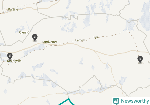 Karta över viltolyckor i Härryda kommun