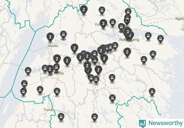 Karta över Östergötlands län