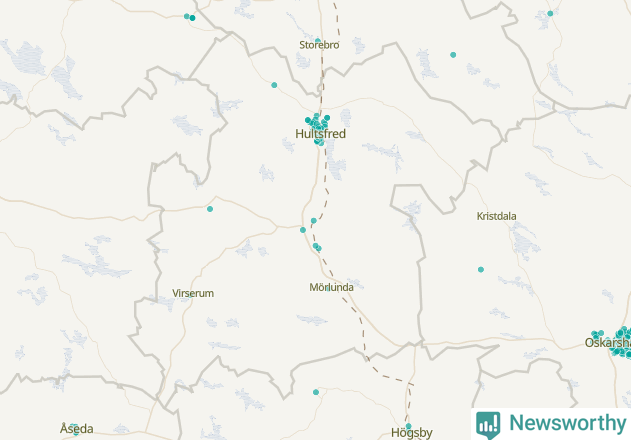 Karta över Hultsfreds kommun