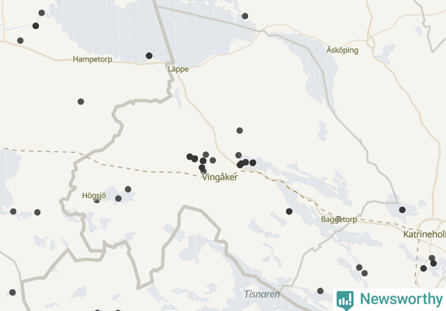 Karta över Vingåkers kommun