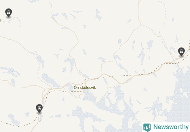 Karta över viltolyckor i Örnsköldsviks kommun