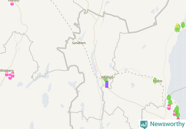 Karta över Mullsjö kommun