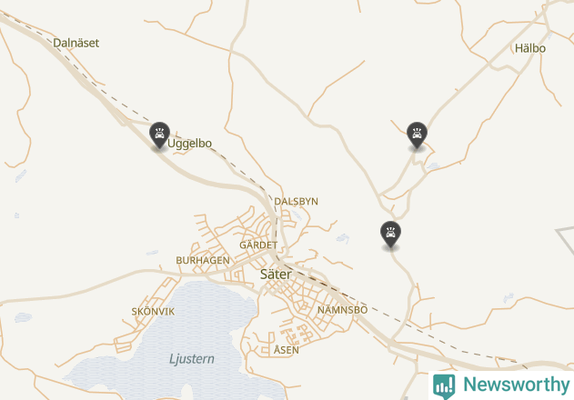 Karta över viltolyckor i Säters kommun