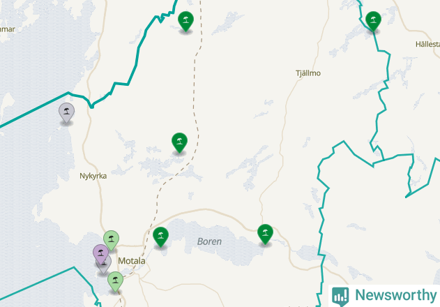 Karta över Motala kommun