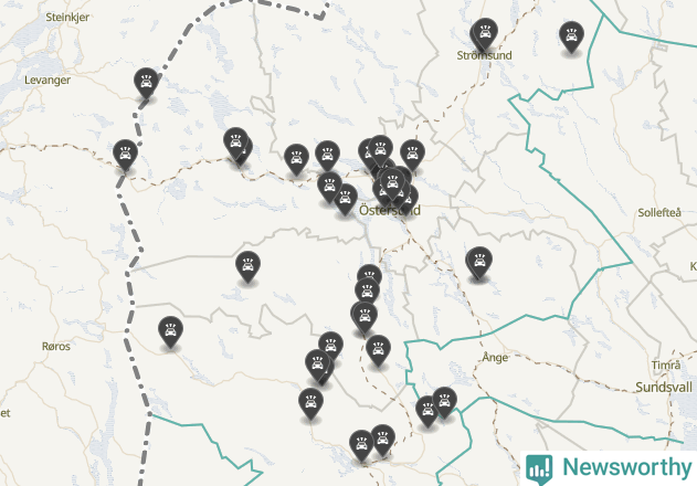 Karta över Jämtlands län