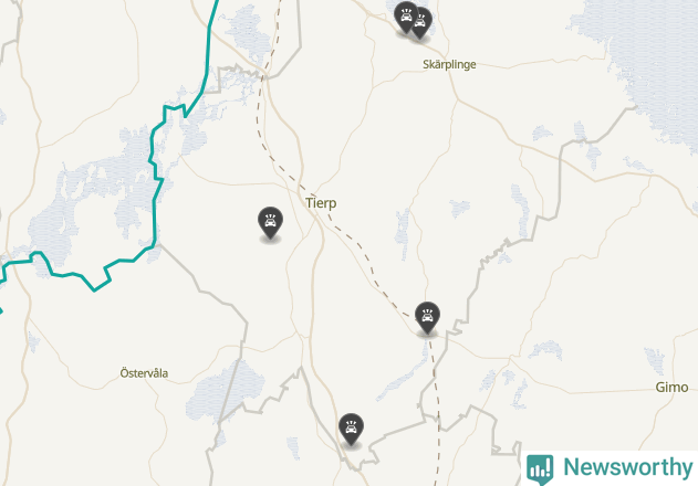 Karta över viltolyckor i Tierps kommun