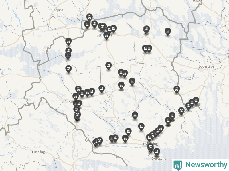 Karta över Södermanlands län