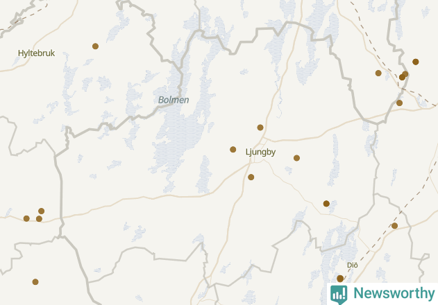 Karta över Ljungby kommun