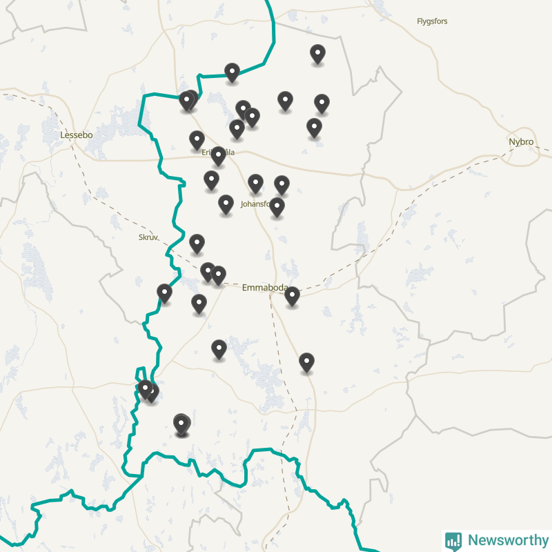 Karta över Emmaboda kommun