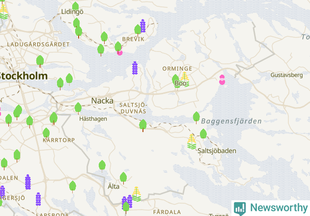 Karta över Nacka kommun