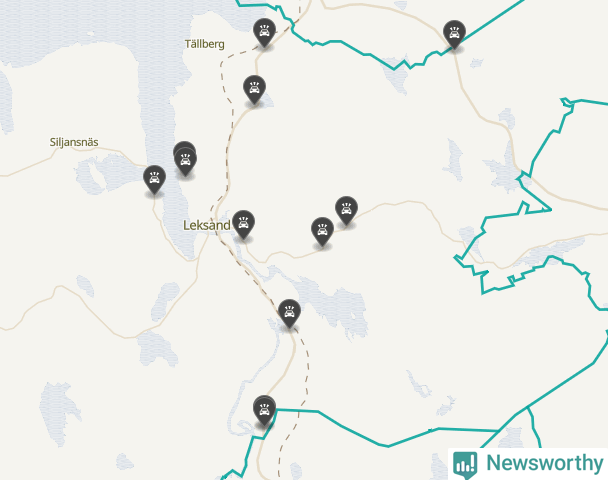 Karta över viltolyckor i Leksands kommun