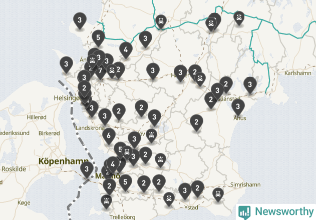 Karta över Skåne län