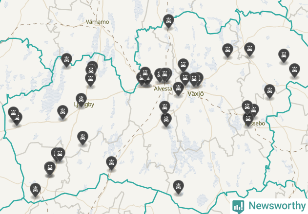 Karta över Kronobergs län